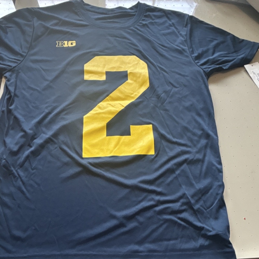 Valiant Michigan Wolverines Johnson #2 Shirt   Blue L NCAA Fan Apparel